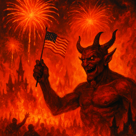 America’s 250th Birthday Celebrated with Blazing Bombast, Infernal Fireworks, and a Demon-Sized Dose of Denial