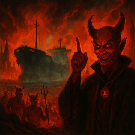 Brimstone Premier Hekar Starshard Hails Seizure of Phantom Oiler on the Stygian Channel