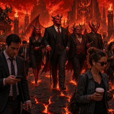 Infernal Bigwigs Descend on Brimstone Plaza While Mortals Pretend the Floor Isn’t on Fire