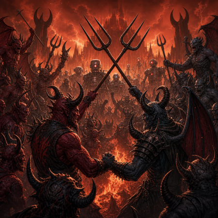 Pitchforks Crossed as Infernal Rivals Unite Against Thinking Machines