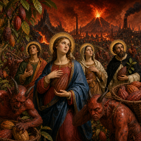 Renaissance Saints Reborn Among Brimstone Cocoa Fields
