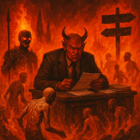 Scorchgate: Thermal Sentries, Rerouted Souls, and the Feverish Bureaucracy of the Pit